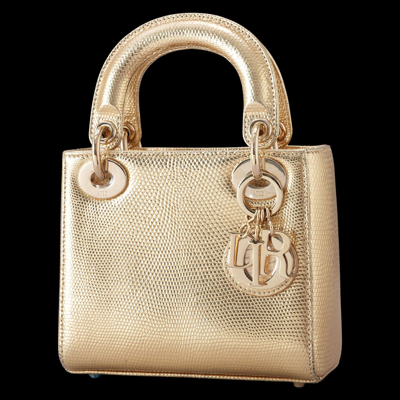 CHRISTIAN DIOR(USED)디올 리자드 레이디디올 미니 골드 & 트윌리
